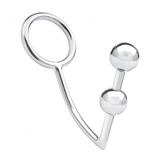 Кольцо на пенис с анальным стимулятором Two Bead Stainless Steel Anal Hook   Cock Ring - BlueLine - в Йошкар-Оле купить с доставкой