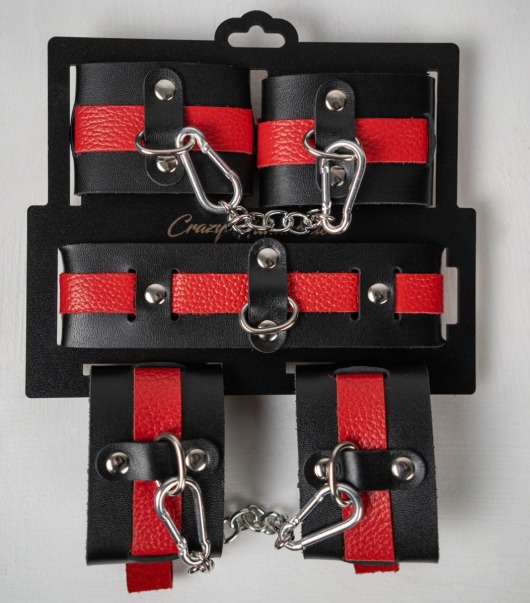 Черно-красный набор фиксаций: наручники, оковы и ошейник - Crazy Handmade - купить с доставкой в Йошкар-Оле