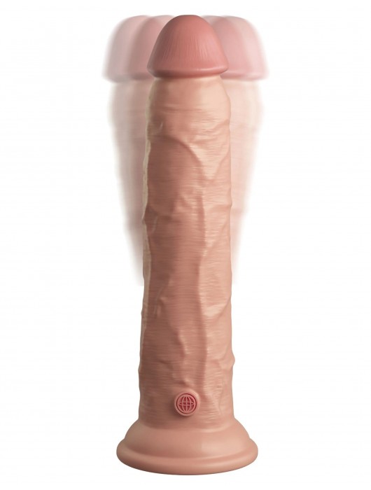 Телесный вибратор-реалистик на присоске 9’’ Vibrating Silicone Dual Density Cock - 24,8 см. - Pipedream