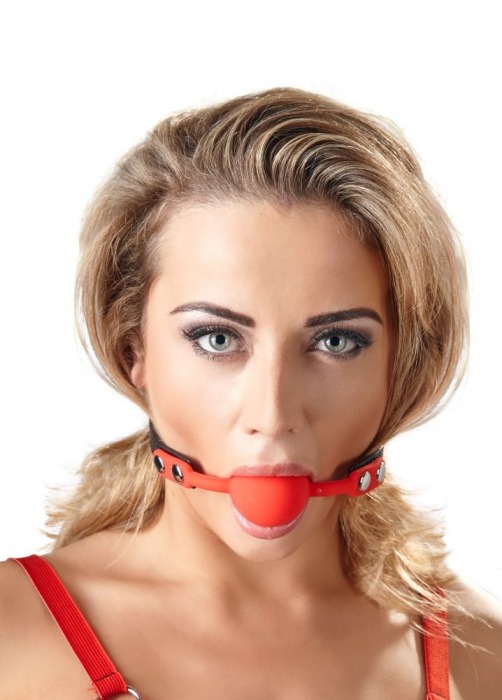 Силиконовый кляп-шар на чёрных ремешках Red Gag silicone - Orion - купить с доставкой в Йошкар-Оле