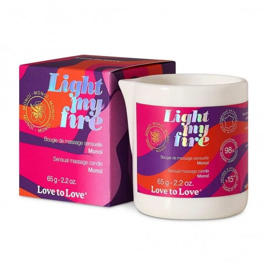 Массажная свеча Light My Fire с ароматом моной - 80 мл. - Love to Love - купить с доставкой в Йошкар-Оле