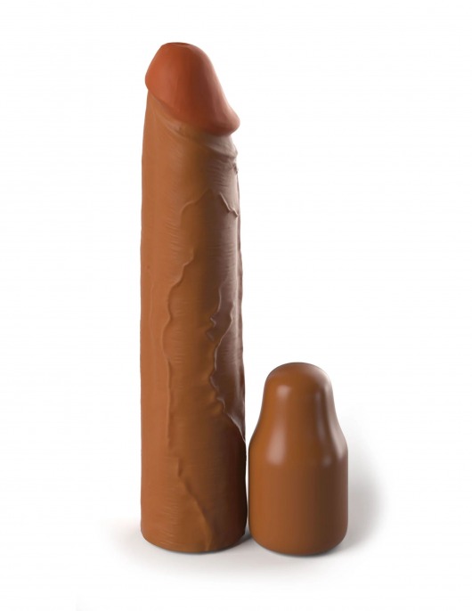 Коричневая насадка на член 2  Silicone X-tension - 20,3 см. - Pipedream - в Йошкар-Оле купить с доставкой