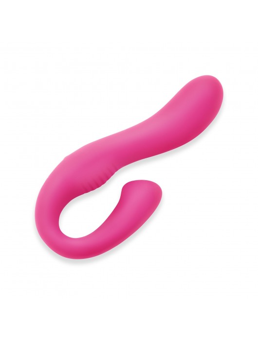 Розовый вибромассажер с клиторальным отростком Harmony Vibe - 16,8 см. - Together Toy