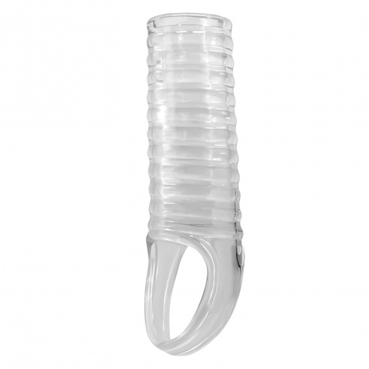 Прозрачная насадка на пенис с ребрышками и подхватом мошонки - Baile - в Йошкар-Оле купить с доставкой