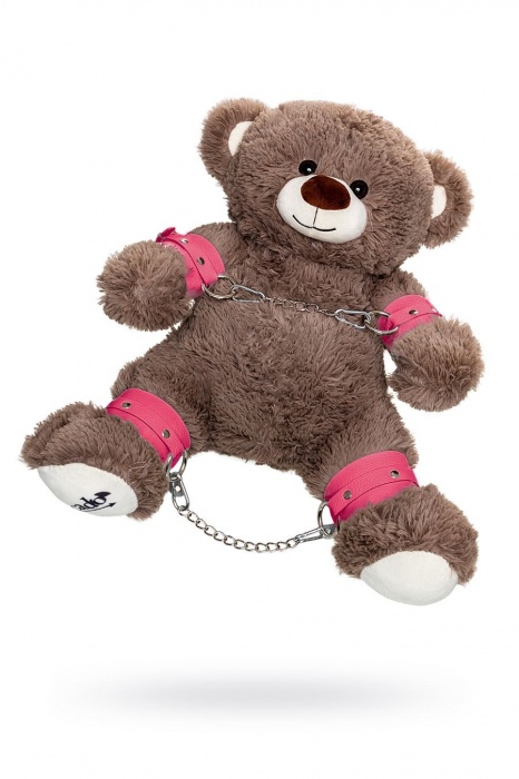 Бондажный набор: бурый мишка с розовыми оковами и наручниками - Pecado - купить с доставкой в Йошкар-Оле