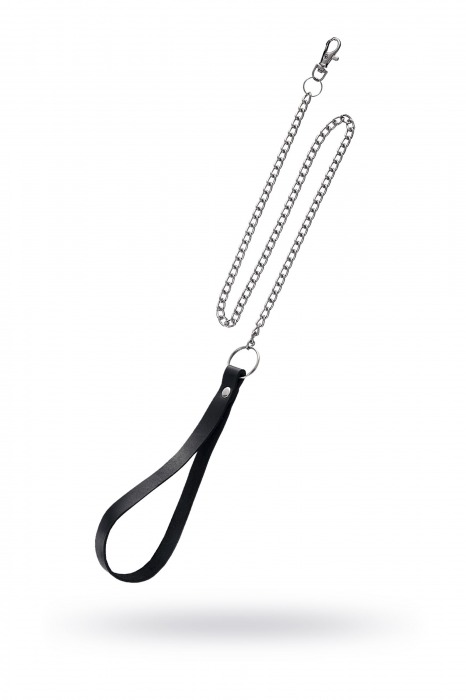Поводок с ручкой из черной натуральной кожи и карабином для ошейника - Pecado - купить с доставкой в Йошкар-Оле