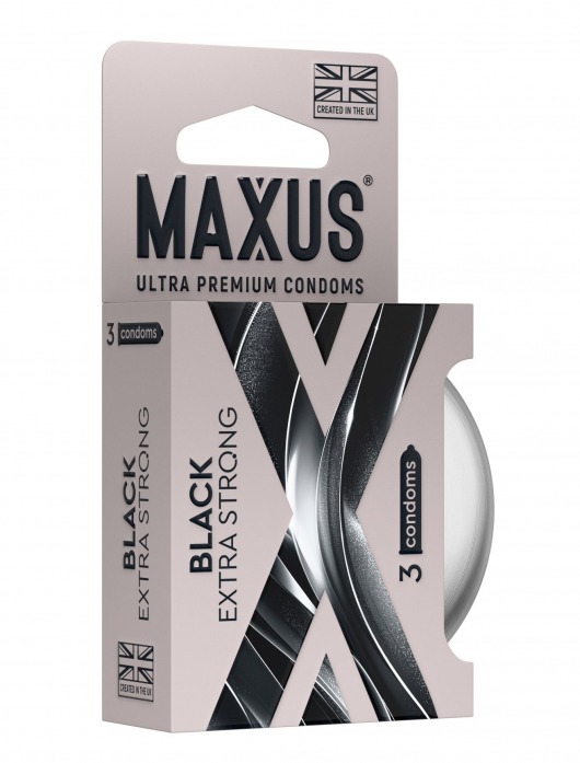 Черные утолщенные презервативы MAXUS Extra Strong с железным кейсом - 3 шт. - Maxus - купить с доставкой в Йошкар-Оле