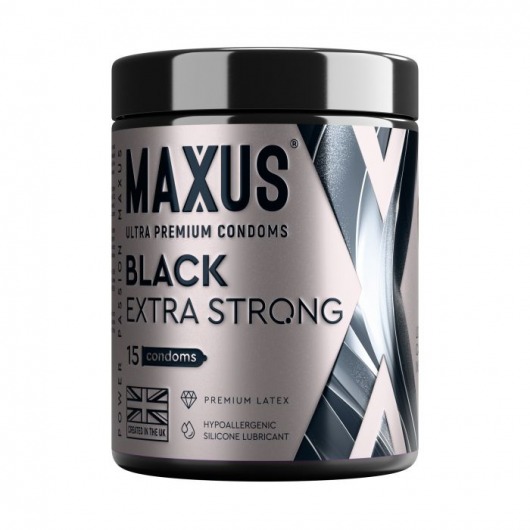 Черные утолщенные презервативы MAXUS Extra Strong с железным кейсом - 15 шт. - Maxus - купить с доставкой в Йошкар-Оле