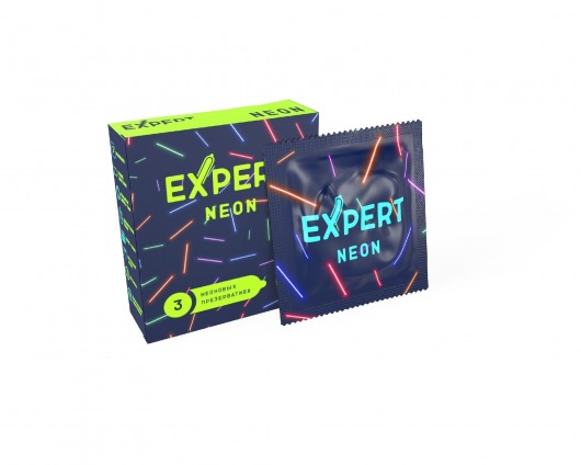 Светящиеся в темноте презервативы Expert Neon - 3 шт. - Expert - купить с доставкой в Йошкар-Оле