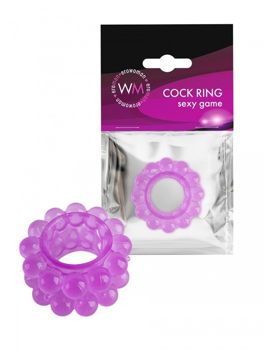 Лиловое эрекционное кольцо с 2 рядами стимулирующих шариков - Erowoman-Eroman - в Йошкар-Оле купить с доставкой