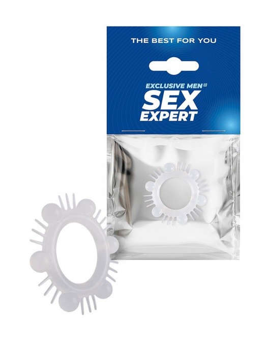 Эластичное эрекционное кольцо с шипиками и шариками - Sex Expert - в Йошкар-Оле купить с доставкой
