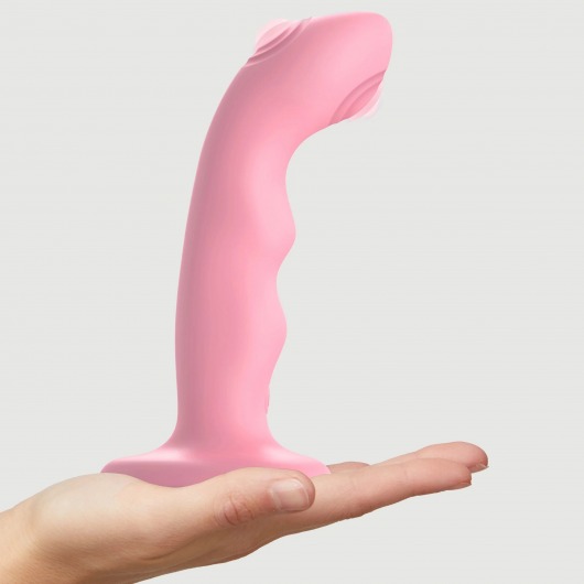 Розовая насадка-стимулятор Strap-On-Me Tapping Dildo Wave - Strap-on-me - купить с доставкой в Йошкар-Оле