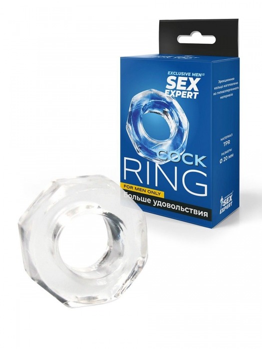 Прозрачное эрекционное кольцо в форме гайки - Sex Expert - в Йошкар-Оле купить с доставкой