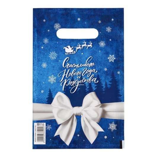 Сине-белый подарочный новогодний пакет с вырубной ручкой (20х30 см) - Сима-Ленд - купить с доставкой в Йошкар-Оле