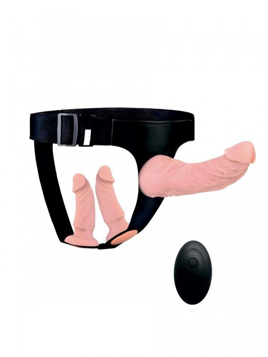 Женский страпон с 3 насадками и вибрацией - Erowoman-Eroman - купить с доставкой в Йошкар-Оле