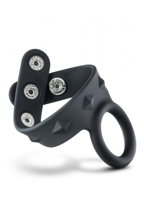 Черное эрекционное кольцо с подхватом мошонки на кнопках VS6 - Blush Novelties - в Йошкар-Оле купить с доставкой