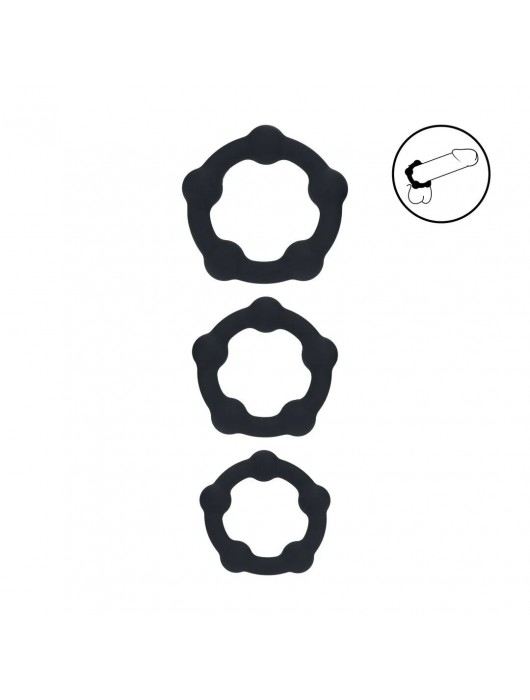 Набор из 3 эрекционных колец Beaded Silicone Cockring Set - Shots Media BV - в Йошкар-Оле купить с доставкой