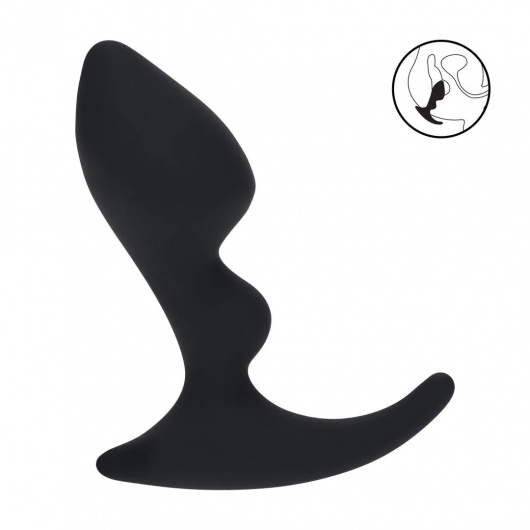 Черная анальная пробка для массажа простаты Double Ripple Silicone Prostate Massager - Shots Media BV - в Йошкар-Оле купить с доставкой