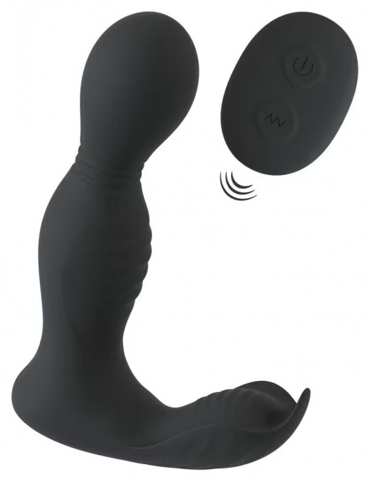 Черная анальная пробка с вибрацией, вращением и пультом ДУ RC Butt Plug with 2 Functions - Orion - в Йошкар-Оле купить с доставкой
