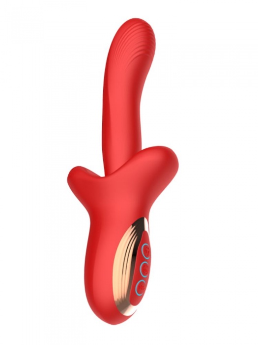 Красный вибратор с постукивающим эффектом - 22 см. - Secwell