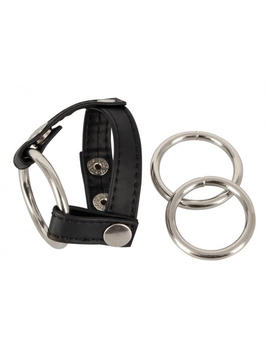 Подхват для мошонки с 3 съемными эрекционными кольцами Leder-Riemen - Orion - в Йошкар-Оле купить с доставкой