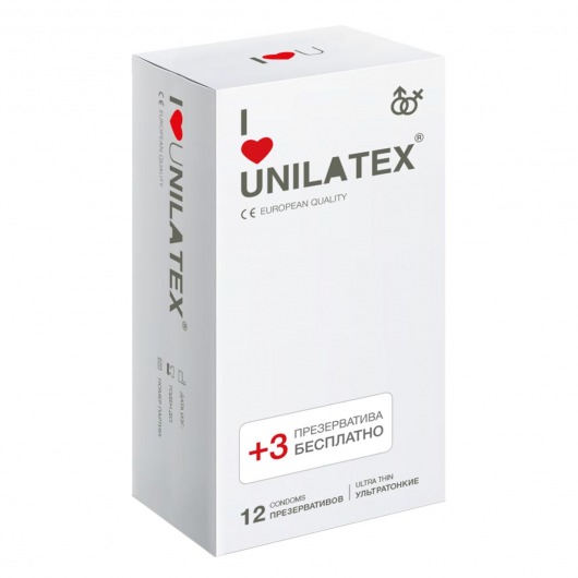 Ультратонкие презервативы Unilatex Ultra Thin - 12 шт. + 3 шт. в подарок - Unilatex - купить с доставкой в Йошкар-Оле