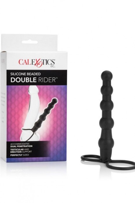 Насадка на пенис для двойного проникновения Silicone Beaded Double Rider - 14 см. - California Exotic Novelties - в Йошкар-Оле купить с доставкой