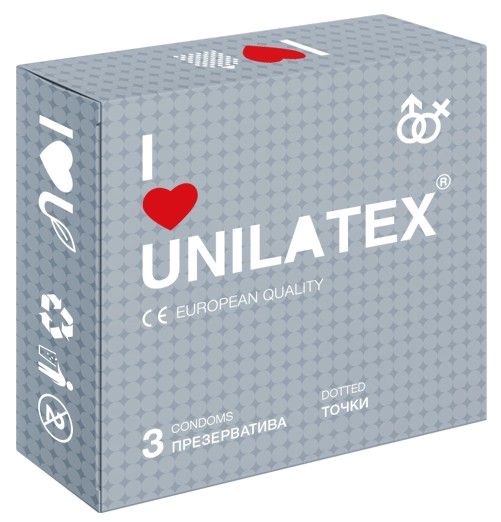 Презервативы с точками Unilatex Dotted - 3 шт. - Unilatex - купить с доставкой в Йошкар-Оле