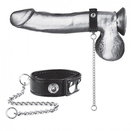 Утяжка на пенис с поводком Snap Cock Ring With 12  Leash - BlueLine - купить с доставкой в Йошкар-Оле