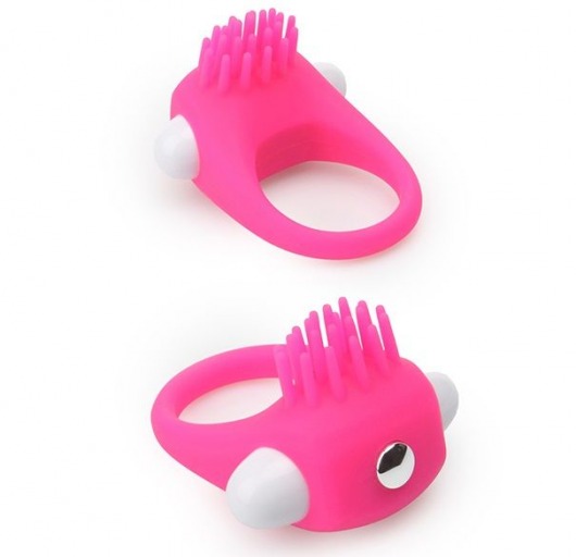 Розовое эрекционное кольцо с щеточкой LIT-UP SILICONE STIMU RING 5 - Dream Toys - в Йошкар-Оле купить с доставкой