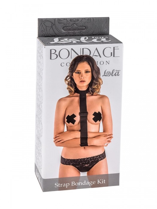 Ошейник с длинной лентой и наручниками Strap Bondage Kit One Size - Lola Games - купить с доставкой в Йошкар-Оле