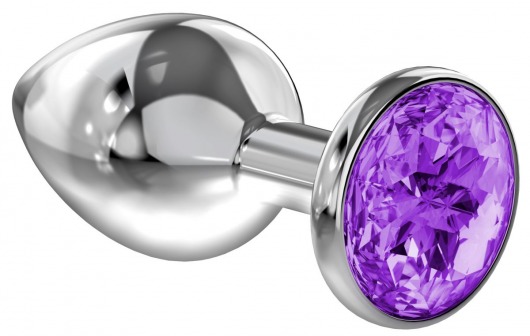 Малая серебристая анальная пробка Diamond Purple Sparkle Small с фиолетовым кристаллом - 7 см. - Lola Games - купить с доставкой в Йошкар-Оле