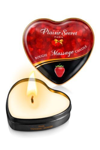 Массажная свеча с ароматом клубники Bougie Massage Candle - 35 мл. - Plaisir Secret - купить с доставкой в Йошкар-Оле