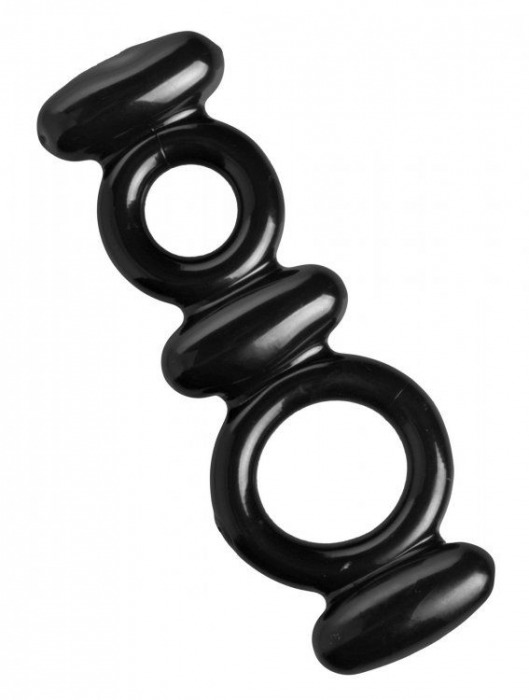 Двойное эрекционное кольцо Dual Stretch To Fit Cock and Ball Ring - XR Brands - в Йошкар-Оле купить с доставкой